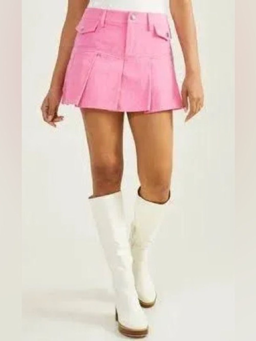 Altar'd State Pink Pleated Drop Waist Mini Skirt XS NWT
